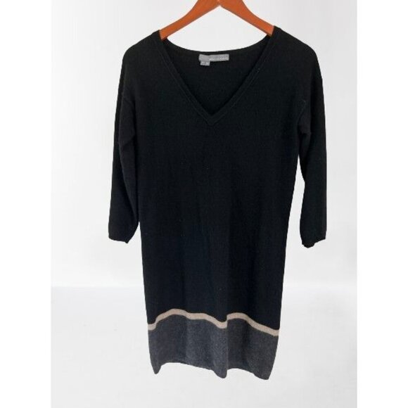 360 Cashmere Dress Black Gray Long Sleeve PulloverCrewneck Size Small - Picture 1 of 9